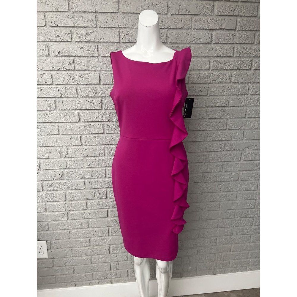 Enfocus Studio Pink Side Ruffle Dress Size 6